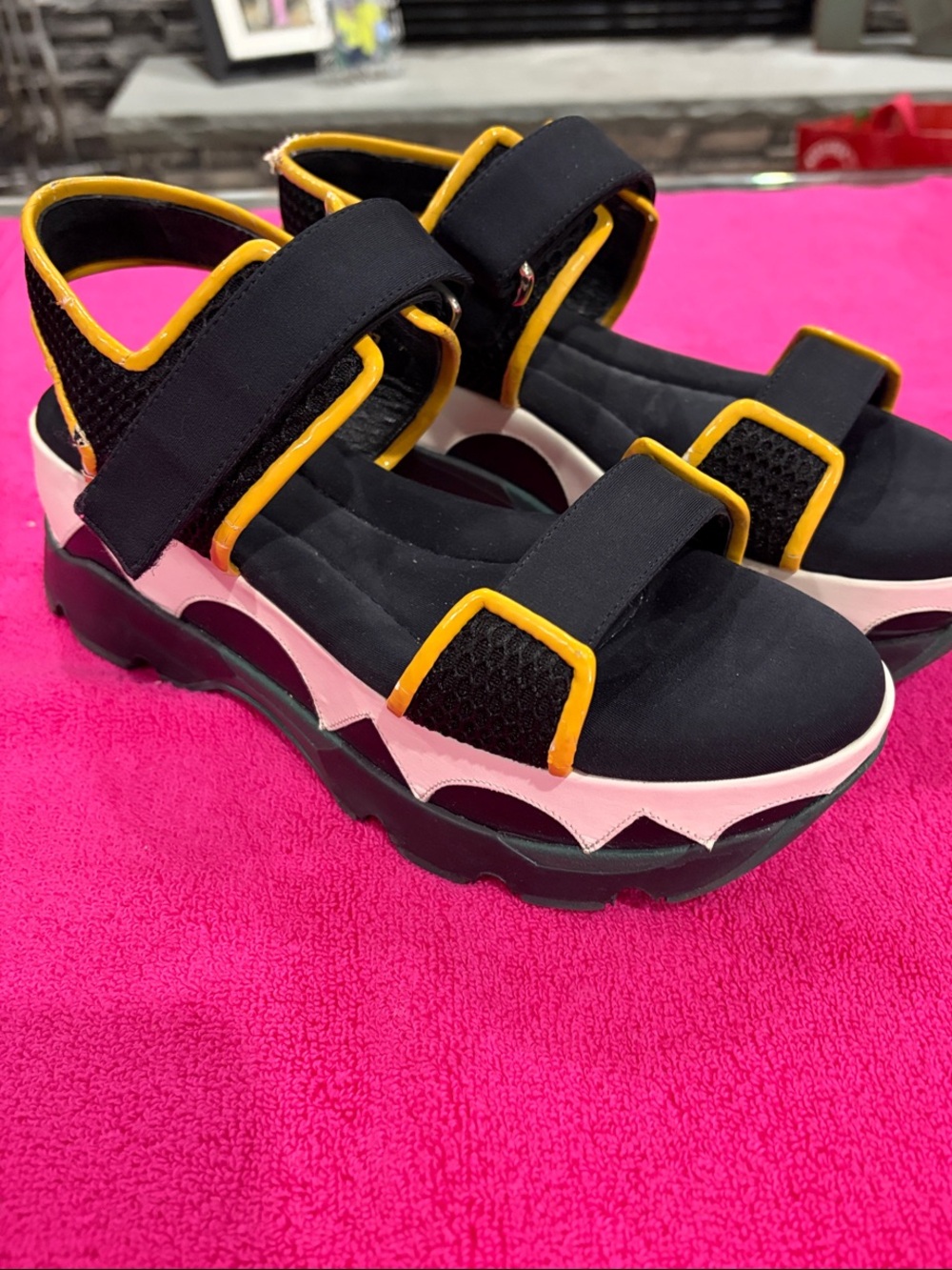 Marni Black and Yellow Platform Sandals